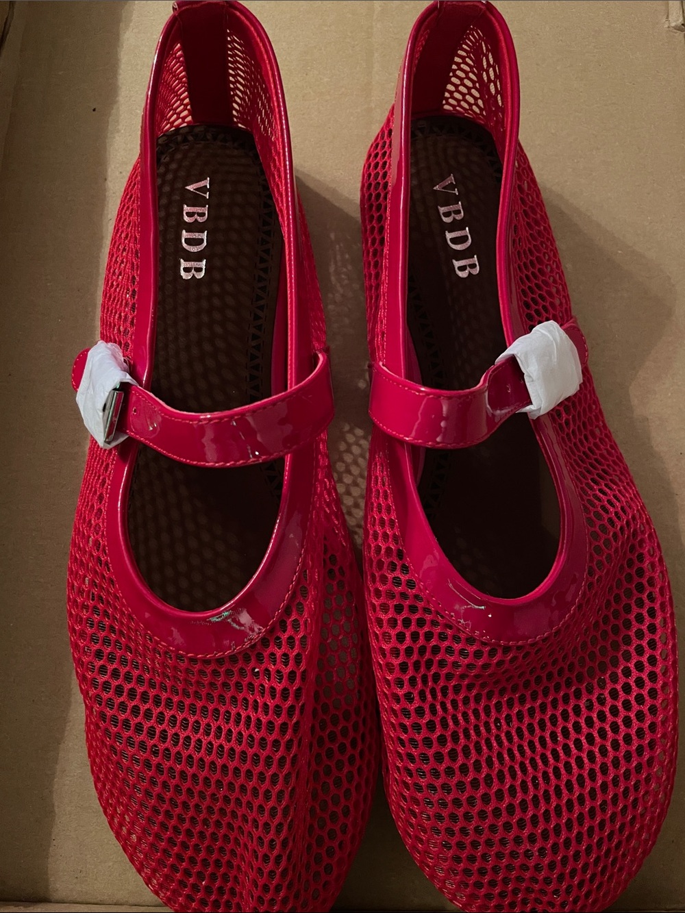 Women’s Red Mesh Mary Jane Sandals